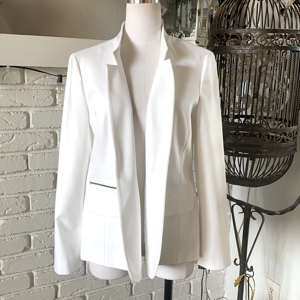 CHICO'S CITY CHIC BLAZER SOLID OPTIC WHITE 2 NEW US 12